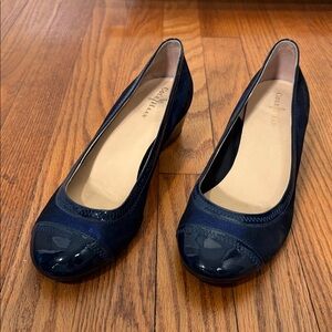 Cole Haan x NikeAir‎ Milly Leather Wedge pumps shoes blue Size 7B
